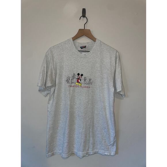 Vintage Mickey Disney Orlando Shirt FL Florida Gray Graphic 90s Tee VTG L Large - Picture 1 of 10